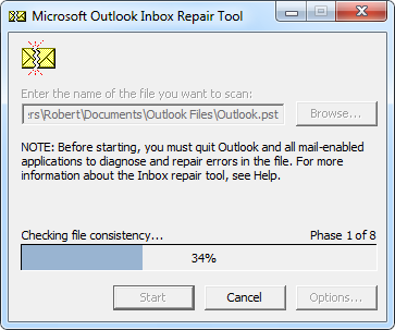 outlook 2016 will not open pst file